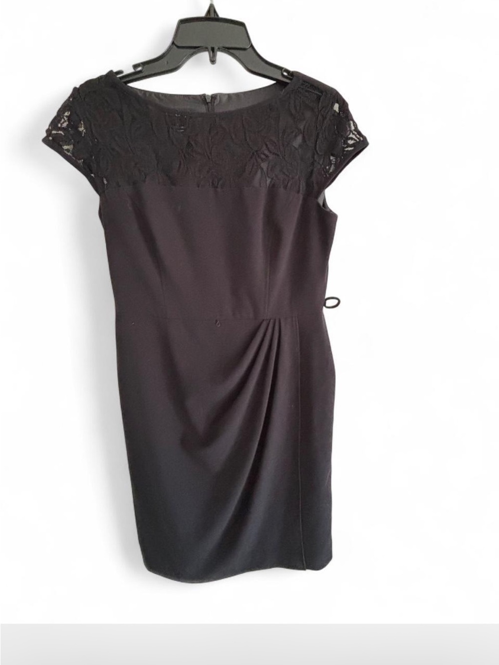 new directions petite sz 8P Black Lace Yoke Sheath Dress LBD classic party